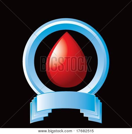 หยดเลือดบนจอแสดงผลสีฟ้า