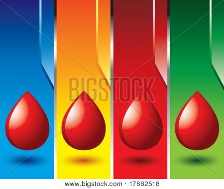 หยดเลือดบนแบนเนอร์แนวตั้งสี