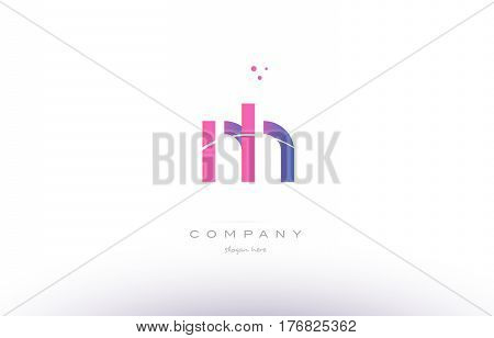 Nh N H  Pink Modern Creative Alphabet Letter Logo Icon Template