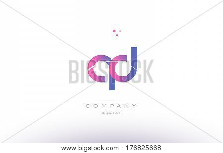 Qd Q D  Pink Modern Creative Alphabet Letter Logo Icon Template