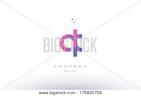 Qt Q T  Pink Modern Creative Alphabet Letter Logo Icon Template