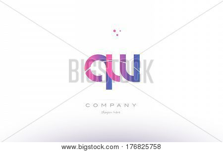 Qw Q W  Pink Modern Creative Alphabet Letter Logo Icon Template