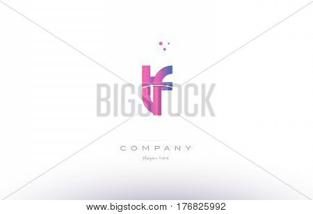 Tf T F  Pink Modern Creative Alphabet Letter Logo Icon Template