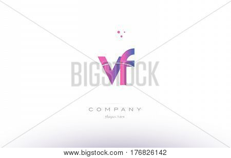 Vf V F  Pink Modern Creative Alphabet Letter Logo Icon Template