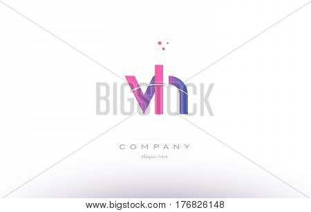 Vh V H  Pink Modern Creative Alphabet Letter Logo Icon Template