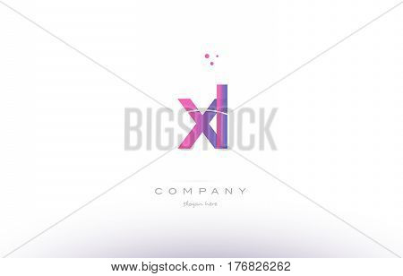 Xl X L  Pink Modern Creative Alphabet Letter Logo Icon Template
