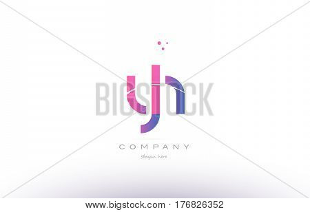 Yh Y H  Pink Modern Creative Alphabet Letter Logo Icon Template