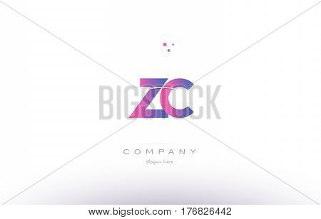 Zc Z C  Pink Modern Creative Alphabet Letter Logo Icon Template