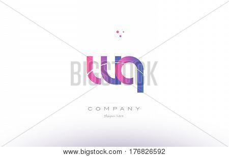 Wq W Q  Pink Modern Creative Alphabet Letter Logo Icon Template