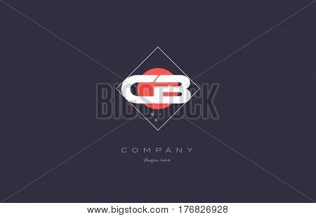 Cb C B  Vintage Retro Pink Purple Alphabet Letter Logo Icon Template
