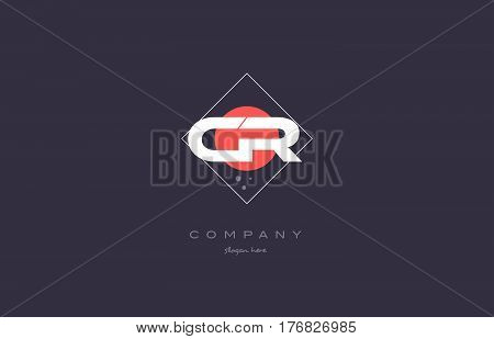 Cr C R  Vintage Retro Pink Purple Alphabet Letter Logo Icon Template