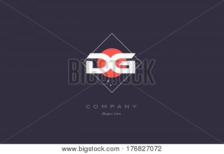 Dg D G  Vintage Retro Pink Purple Alphabet Letter Logo Icon Template