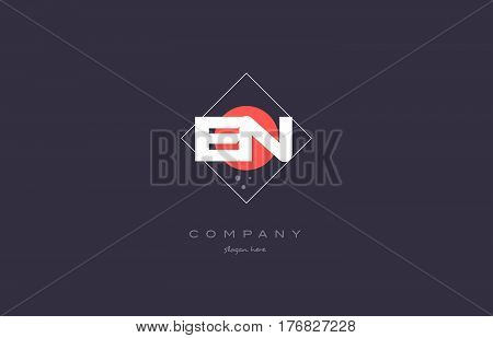 En E N  Vintage Retro Pink Purple Alphabet Letter Logo Icon Template