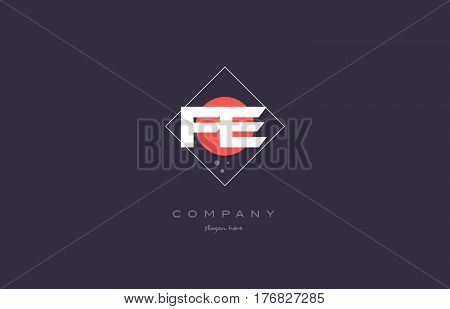 Fe F E  Vintage Retro Pink Purple Alphabet Letter Logo Icon Template