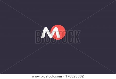 Mo M O  Vintage Retro Pink Purple Alphabet Letter Logo Icon Template