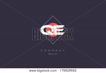 Qe Q E  Vintage Retro Pink Purple Alphabet Letter Logo Icon Template