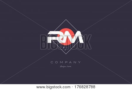 Rm R M  Vintage Retro Pink Purple Alphabet Letter Logo Icon Template