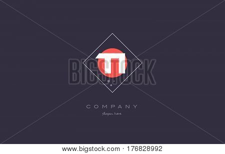 Ti T I  Vintage Retro Pink Purple Alphabet Letter Logo Icon Template