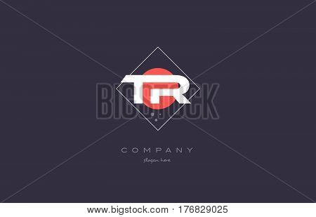 Tr T R  Vintage Retro Pink Purple Alphabet Letter Logo Icon Template