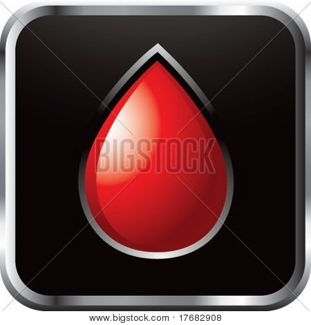 หยดเลือดบนปุ่มเว็บสีดำ