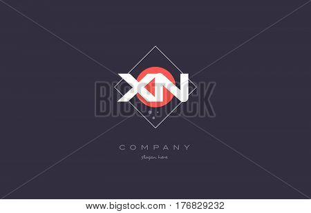 Xn X N  Vintage Retro Pink Purple Alphabet Letter Logo Icon Template