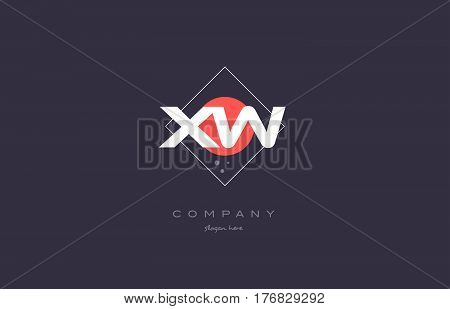 Xw X W  Vintage Retro Pink Purple Alphabet Letter Logo Icon Template