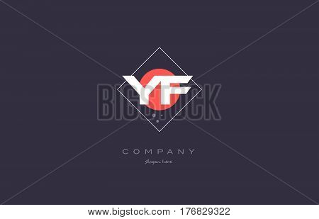 Yf Y F  Vintage Retro Pink Purple Alphabet Letter Logo Icon Template