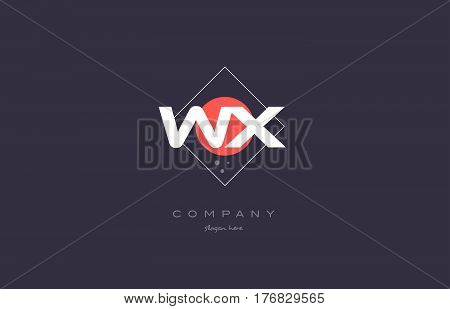 Wx W X  Vintage Retro Pink Purple Alphabet Letter Logo Icon Template