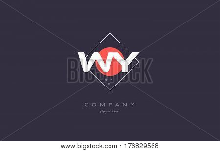 Wy W Y  Vintage Retro Pink Purple Alphabet Letter Logo Icon Template