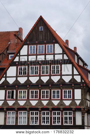 Old medieval building in the Weser Renaissance style in Hameln, Germany.