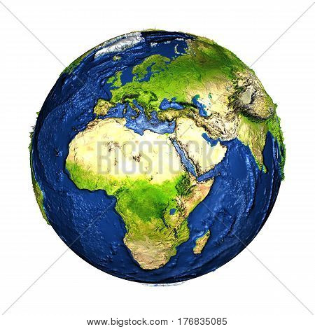 Emea Region On Earth Isolated On White