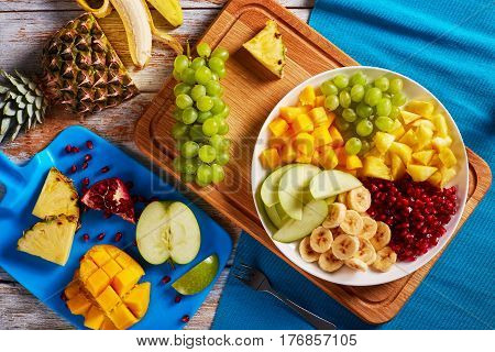 Delicious Fruit Salad On White Platter