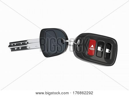 Car keys with remote automatic control with three buttons isolated on white background. The transponder. Vector illustration.