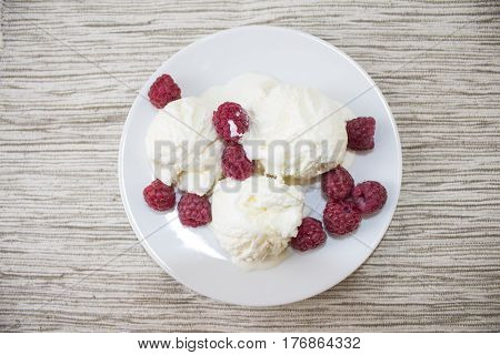 Ice cream is a sweetened frozen food typically eaten as a snack or dessert. It is usually made from dairy products such as milk and cream and often combined with fruits or other ingredients and flavours.