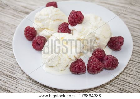 Ice cream is a sweetened frozen food typically eaten as a snack or dessert. It is usually made from dairy products such as milk and cream and often combined with fruits or other ingredients and flavours.