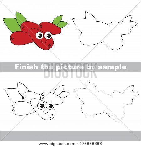 Drawing worksheet for children, the easy educational kid game with simple game level to educate preschool kids. Finish the picture and draw the funny Cornelia cherry.