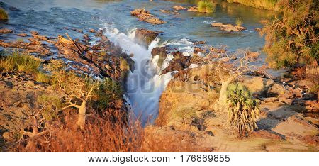 Epupa waterfall are created by the Kunene River on the border of Angola and Namibia.