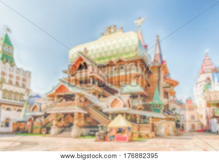 Defocused Background With The Iconic Izmailovskiy Kremlin In Moscow, Russia