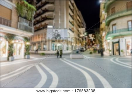 Defocused Background Of Corso Mazzini, Main Street Of Cosenza, Italy