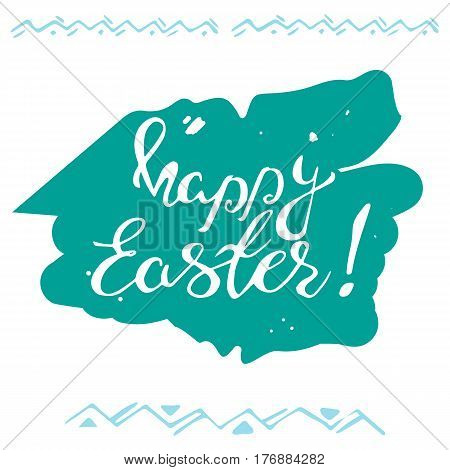 Easter banner with text happy Easter .Vector illustration background. Easter background. Hand drawn text. Easter christian motive. Hand written calligraphy.Eps10