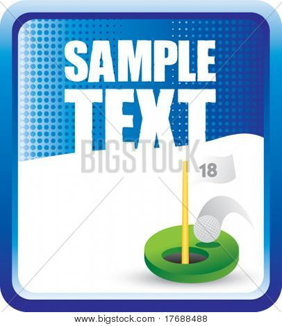 Golf hul i en på blå halvtone banner