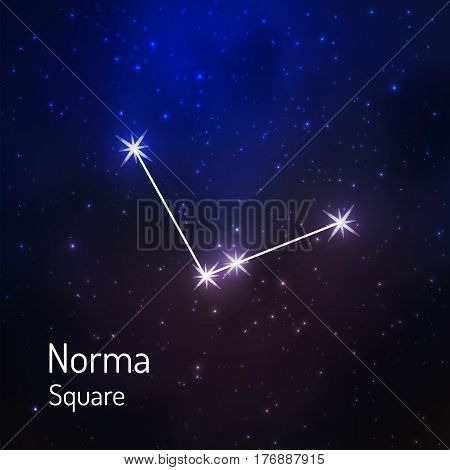Norma Square constellation in the night starry sky. Vector illustration