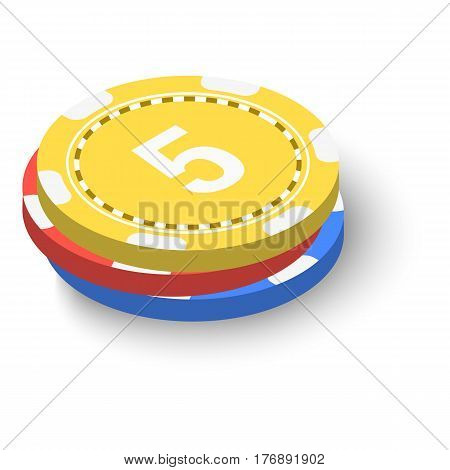 Stack of poker chips icon. Isometric 3d illustration of stack of poker chips vector icon for web