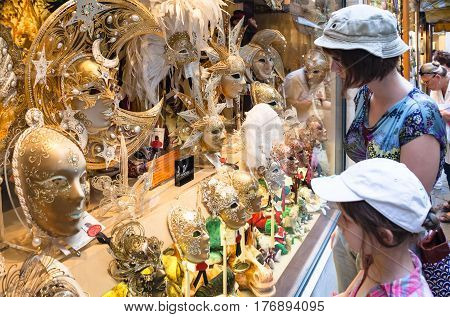 Tourist View On Expensive Carnival Masks