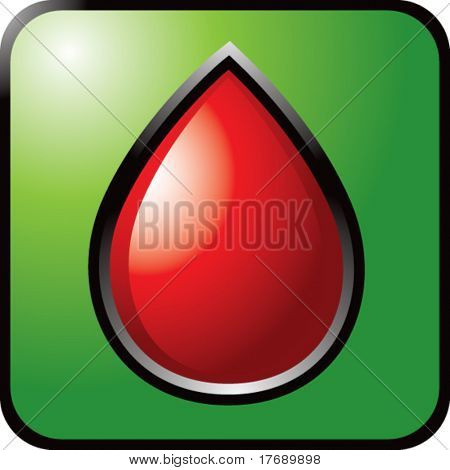 หยดเลือดบนเว็บสีเขียวปุ่มปุ่มเว็บมัน