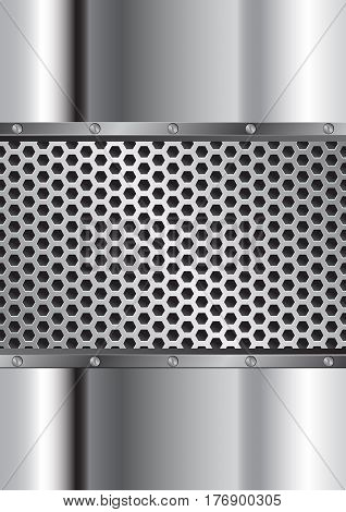 metal background with grate and bolts - vector illustration