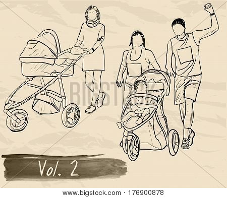 Ser with silhouettes about family. Eps10 vector illustration.