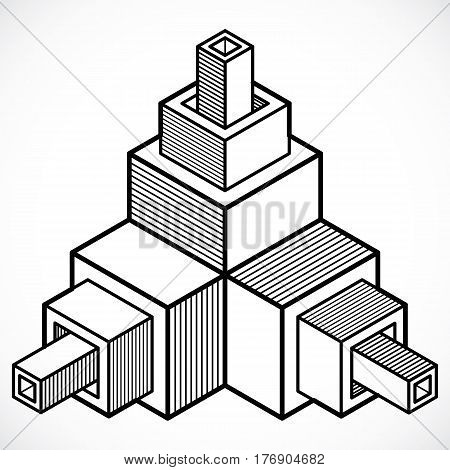Engineering three-dimensional construction abstract vector trigonometric shape.
