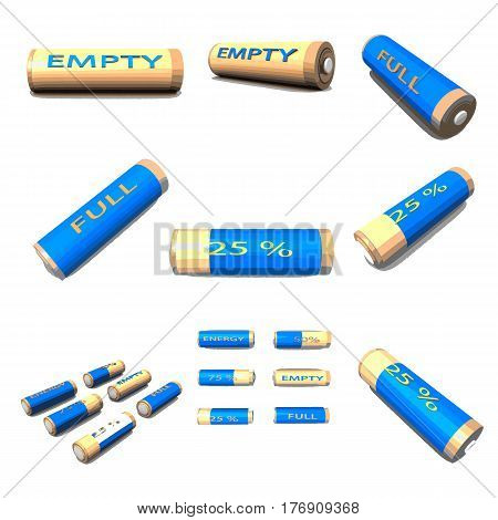 Battery icon set .Set of battery charge level indicators
