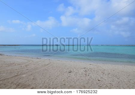 Secluded cove of Baby Beach in Aruba.